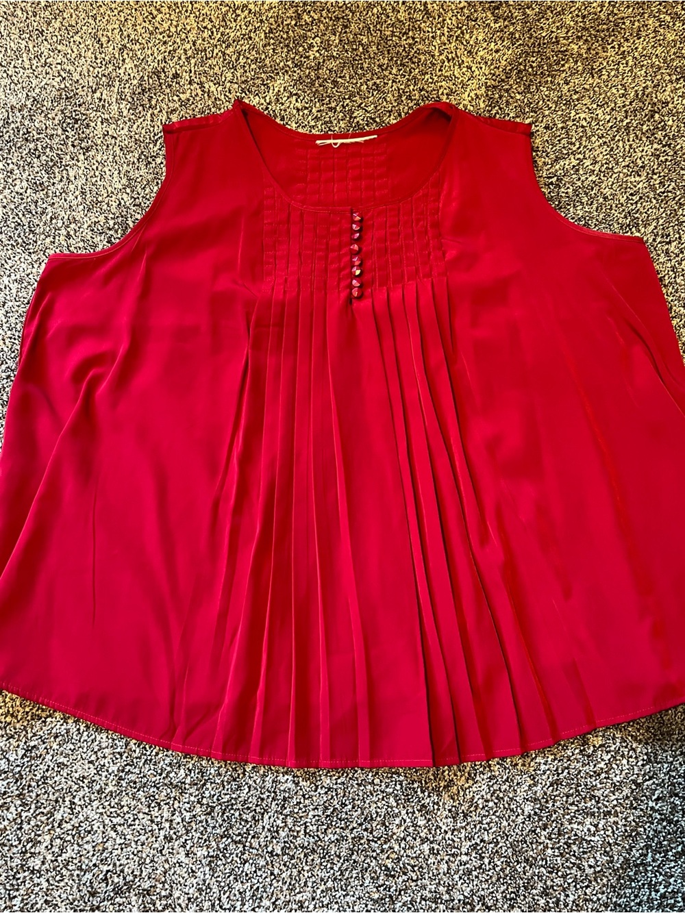 Sleeveless Red Pleated Women’s Top